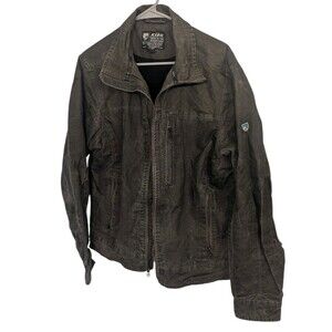KUHL Canvas Burr Jacket  Men's Medium Vintage Patina Dye Distressed Faded Green